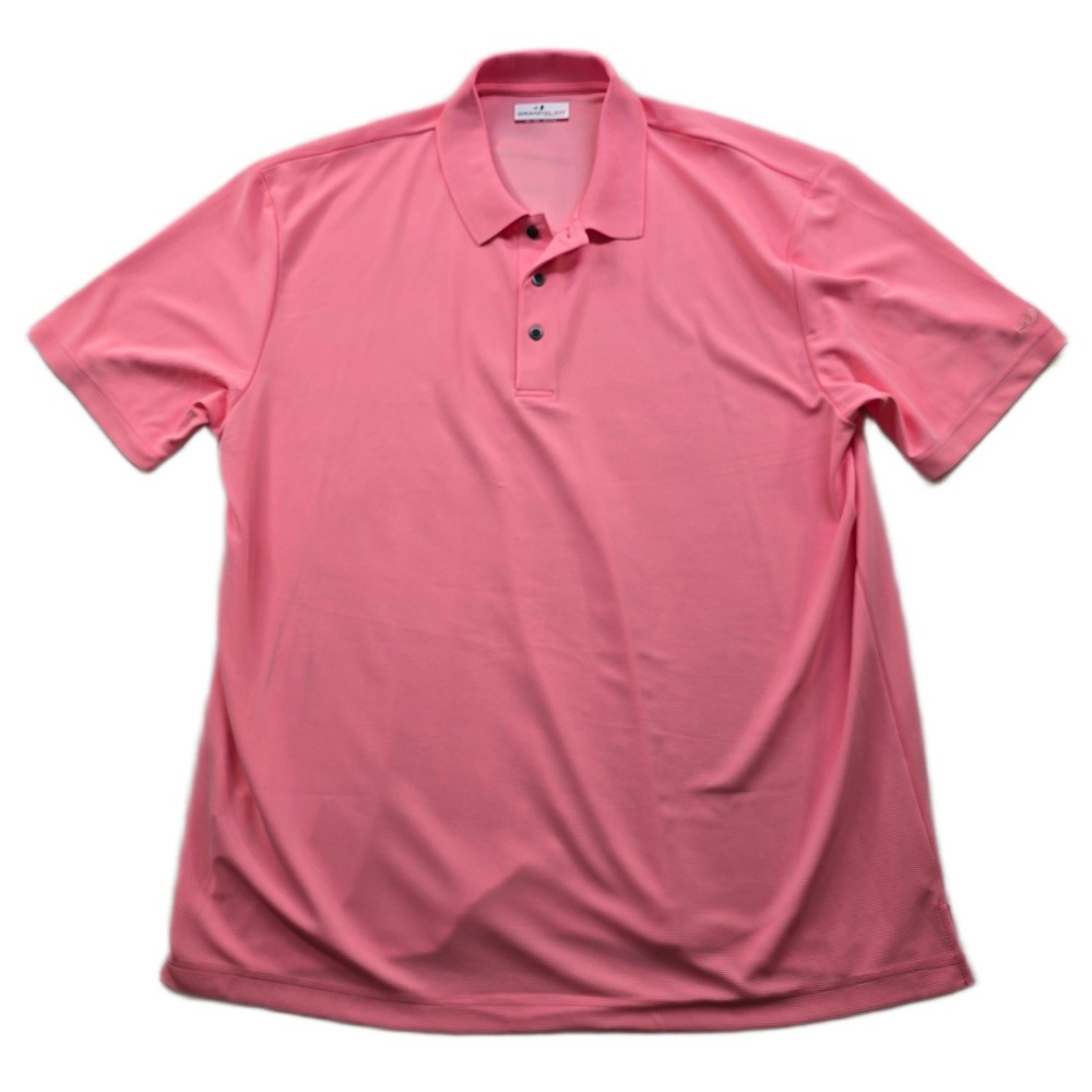 Grand Slam Performance Golf Polo Shirt Mens 2XL Pink Polyester Micro Stripe
